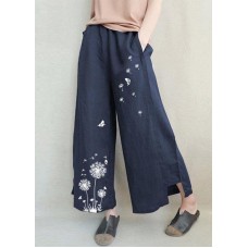 Blue Dandelion Wide Leg Linen Pants Summer Cotton Outfits