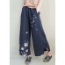 Blue Dandelion Wide Leg Linen Pants Summer Cotton Outfits