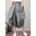 Fashion Black Plaid Cotton Linen lantern Skirts Summer