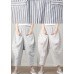 Natural Striped drop-crotch Cotton Linen  Pants Summer