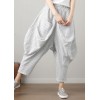 Natural Striped drop-crotch Cotton Linen  Pants Summer