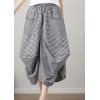 Fashion Black Plaid Cotton Linen lantern Skirts Summer